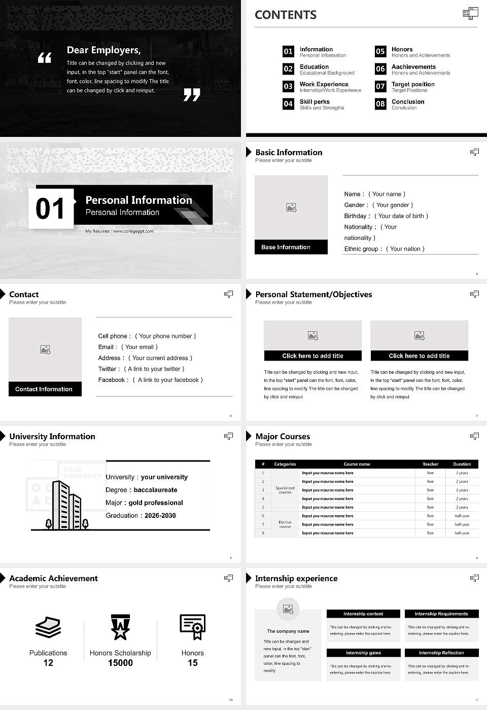 Ontario College of Art and Design University Resume PPT Template16:9 ratio PPT effect preview image2