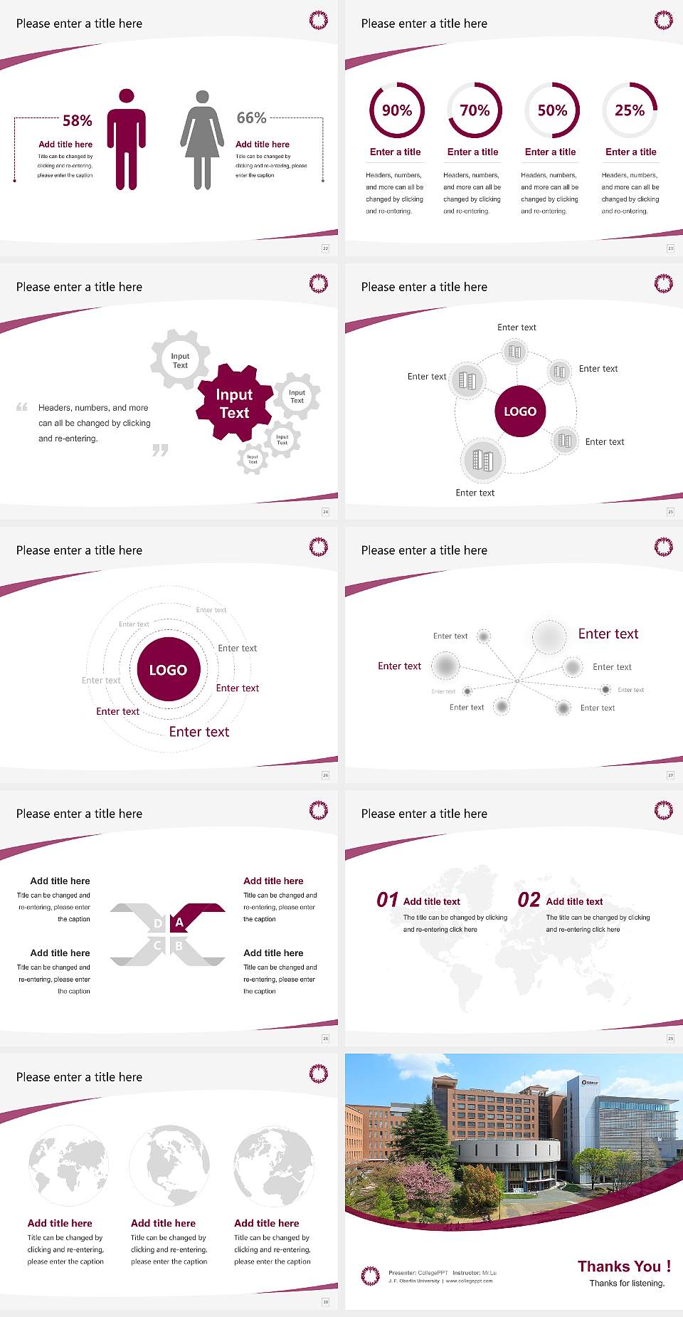 J. F. Oberlin University Course/Courseware Creation PPT Template4:3 ratio PPT effect preview image4