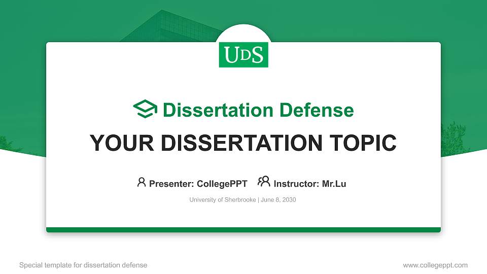 University of Sherbrooke Graduation Thesis Defense PPT Template16:9 ratio PPT effect preview image