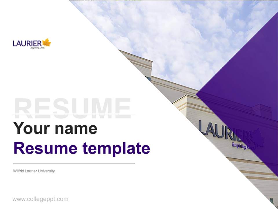 Wilfrid Laurier University Resume PPT Template4:3 ratio PPT effect preview image1