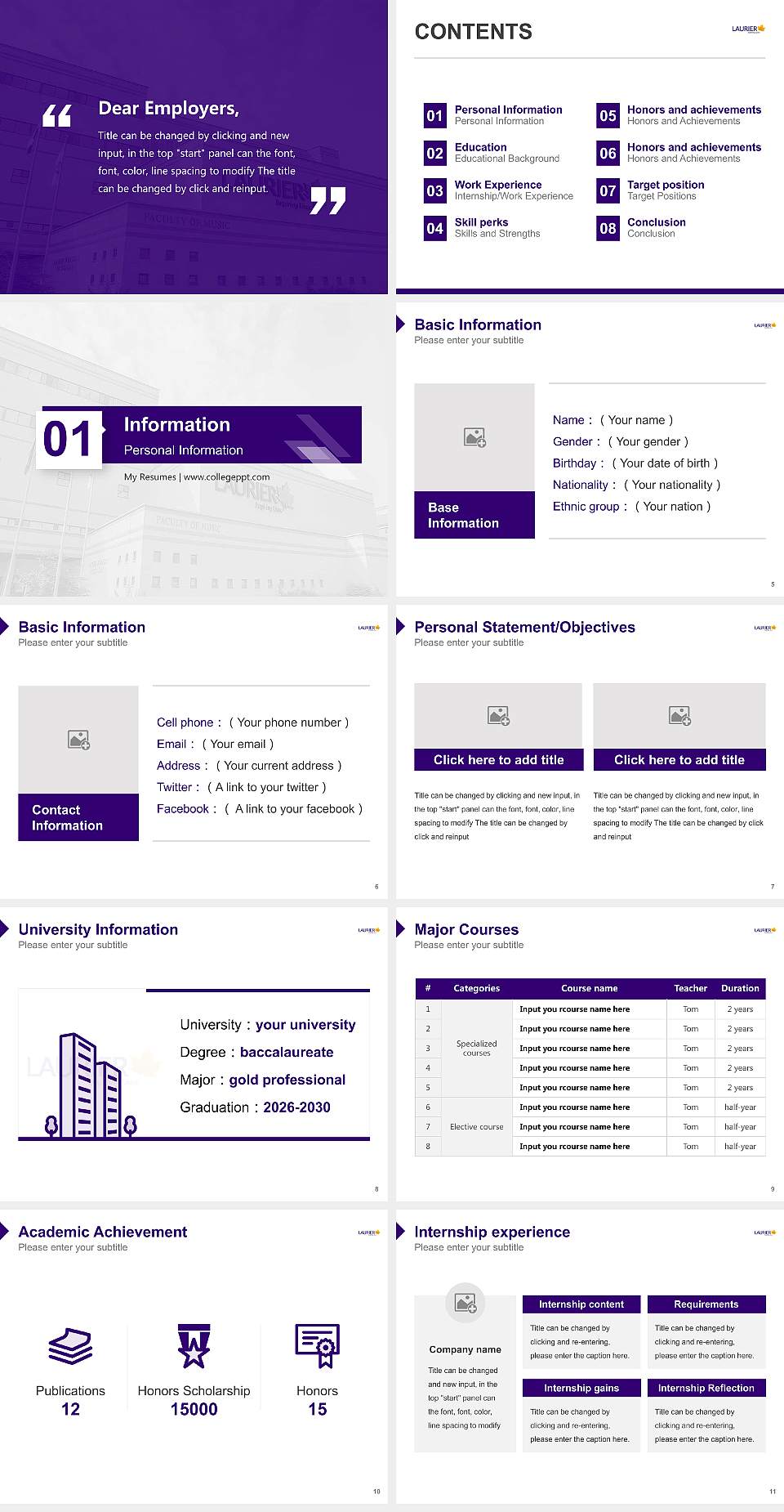 Wilfrid Laurier University Resume PPT Template4:3 ratio PPT effect preview image2