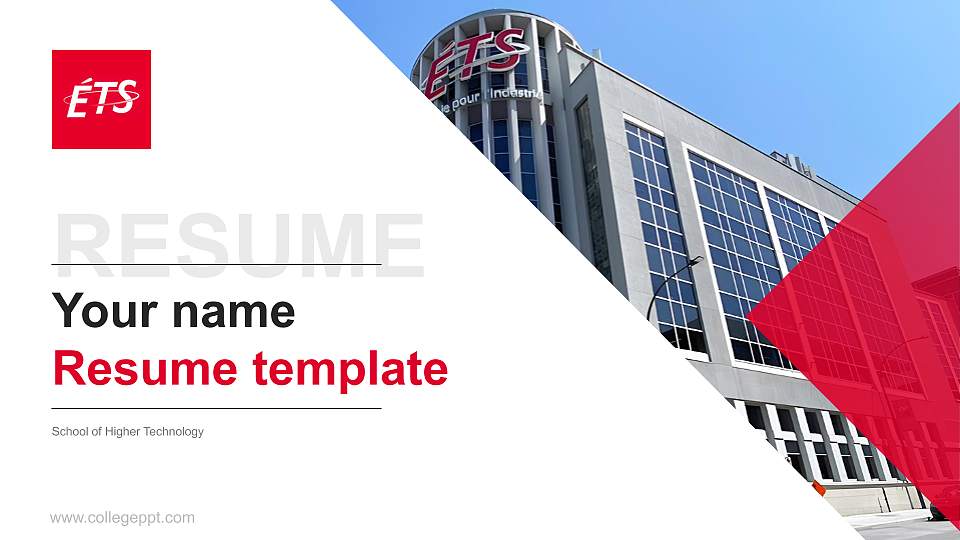 School of Higher Technology Resume PPT Template16:9 ratio PPT effect preview image