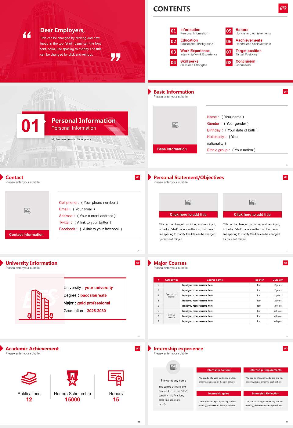 School of Higher Technology Resume PPT Template16:9 ratio PPT effect preview image2