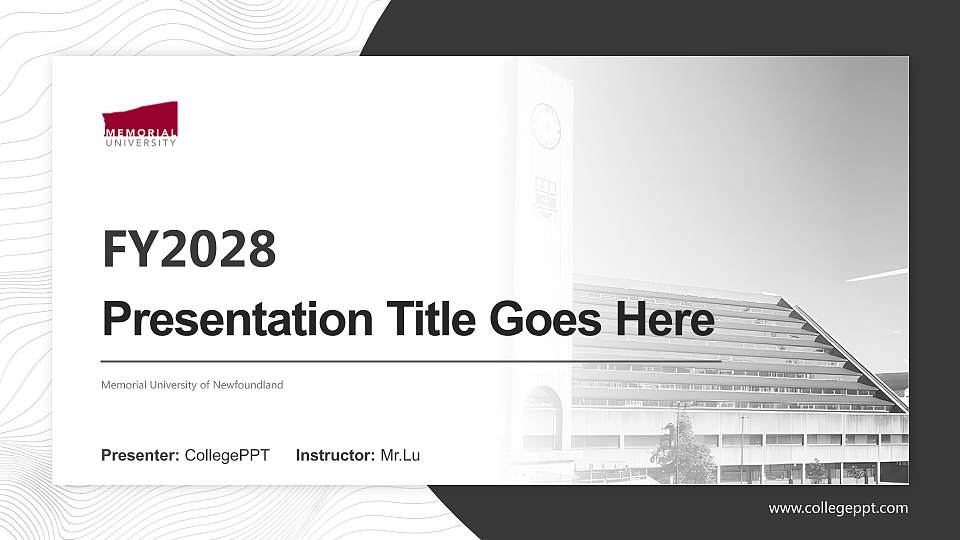 Memorial University of Newfoundland Academic Presentation/Research Findings Report PPT Template16:9 ratio PPT effect preview image