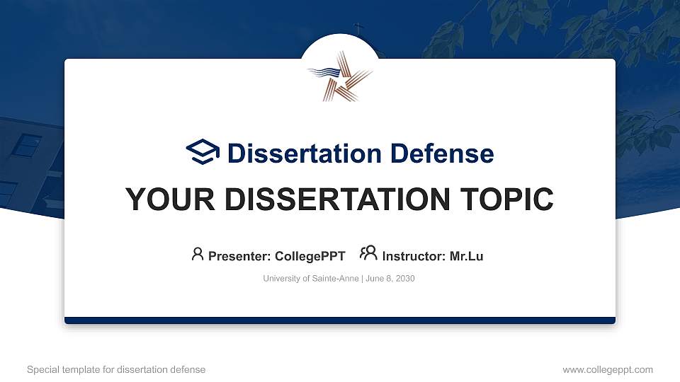 University of Sainte-Anne Graduation Thesis Defense PPT Template16:9 ratio PPT effect preview image1