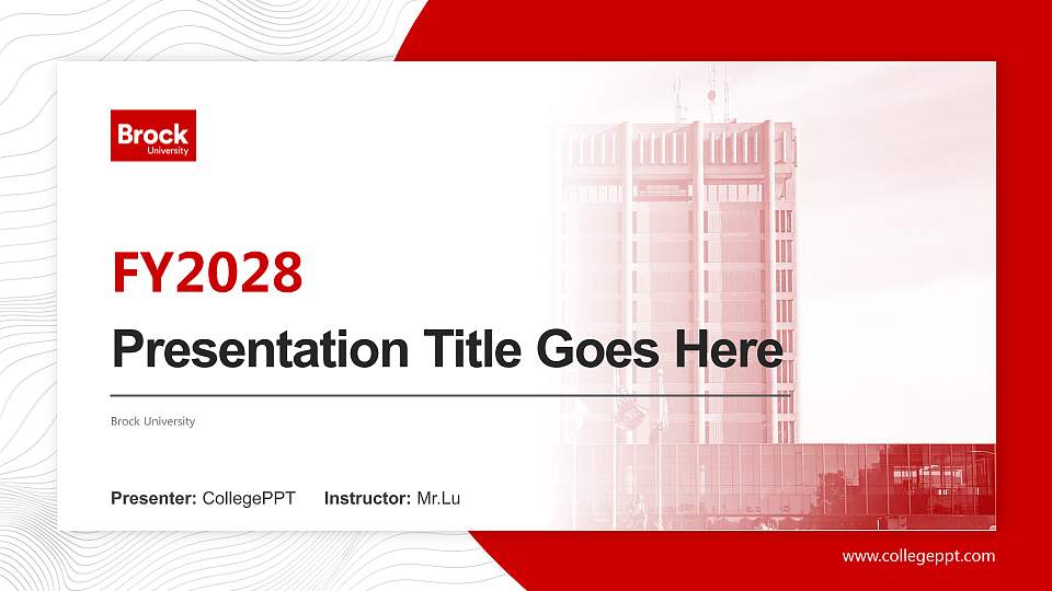 Brock University Academic Presentation/Research Findings Report PPT Template16:9 ratio PPT effect preview image