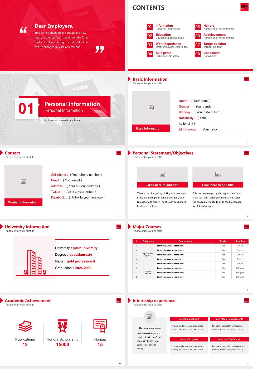Alberta University of the Arts Resume PPT Template16:9 ratio PPT effect preview image2