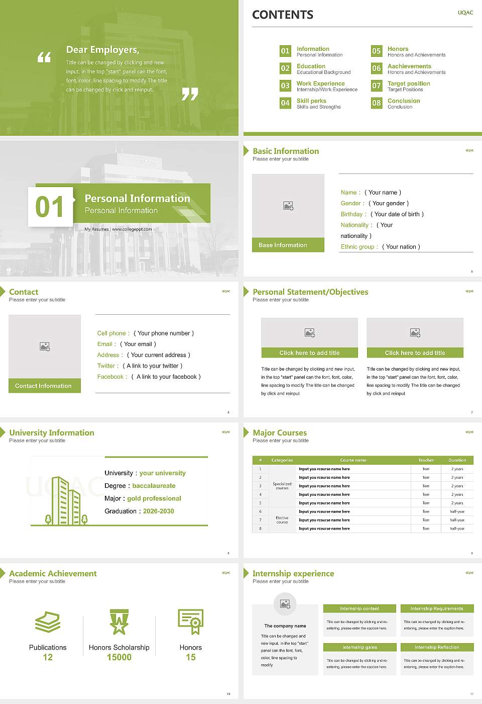 University of Quebec at Chicoutimi Resume PPT Template16:9 ratio PPT effect preview image2