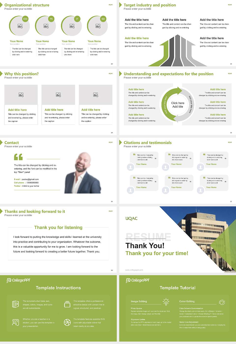 University of Quebec at Chicoutimi Resume PPT Template16:9 ratio PPT effect preview image4