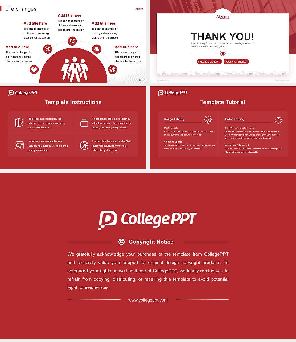 Algoma University National Scholarship Defense PPT Template16:9 ratio PPT effect preview image4