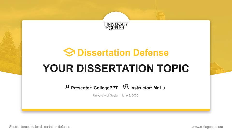 University of Guelph Graduation Thesis Defense PPT Template16:9 ratio PPT effect preview image