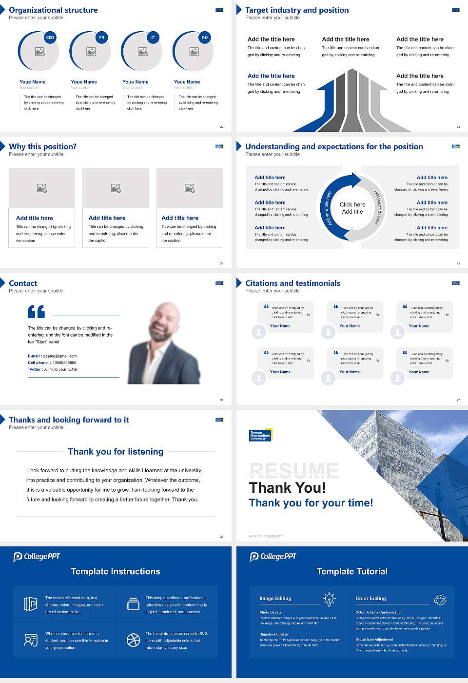 Toronto Metropolitan University Resume PPT Template16:9 ratio PPT effect preview image4
