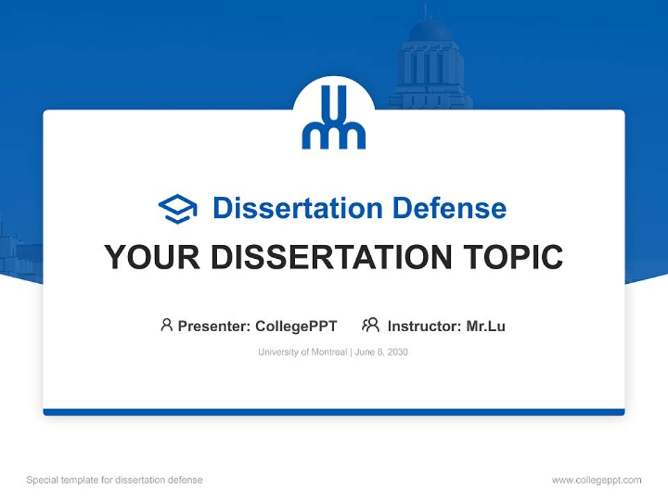 University of Montreal Graduation Thesis Defense PPT Template4:3 ratio PPT effect preview image7
