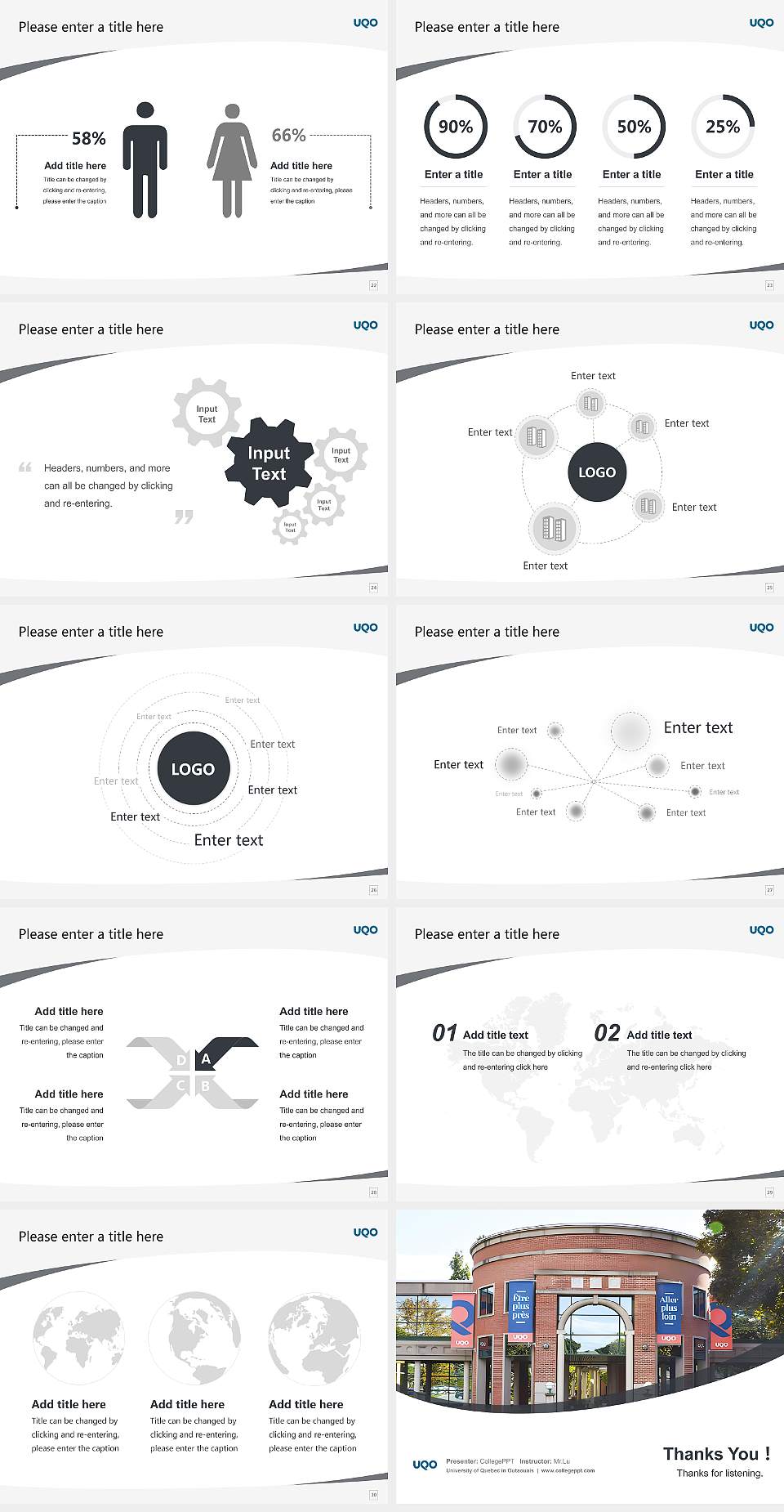 University of Quebec in Outaouais Course/Courseware Creation PPT Template4:3 ratio PPT effect preview image4