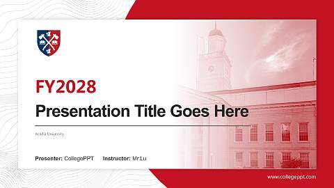 Acadia University Academic Presentation/Research Findings Report PPT Template