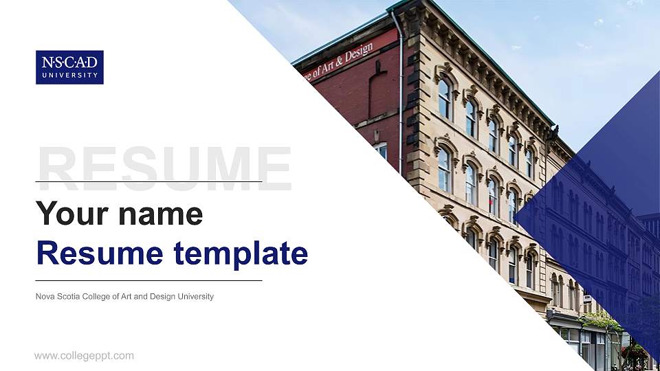 Nova Scotia College of Art and Design University Resume PPT Template16:9 ratio PPT effect preview image