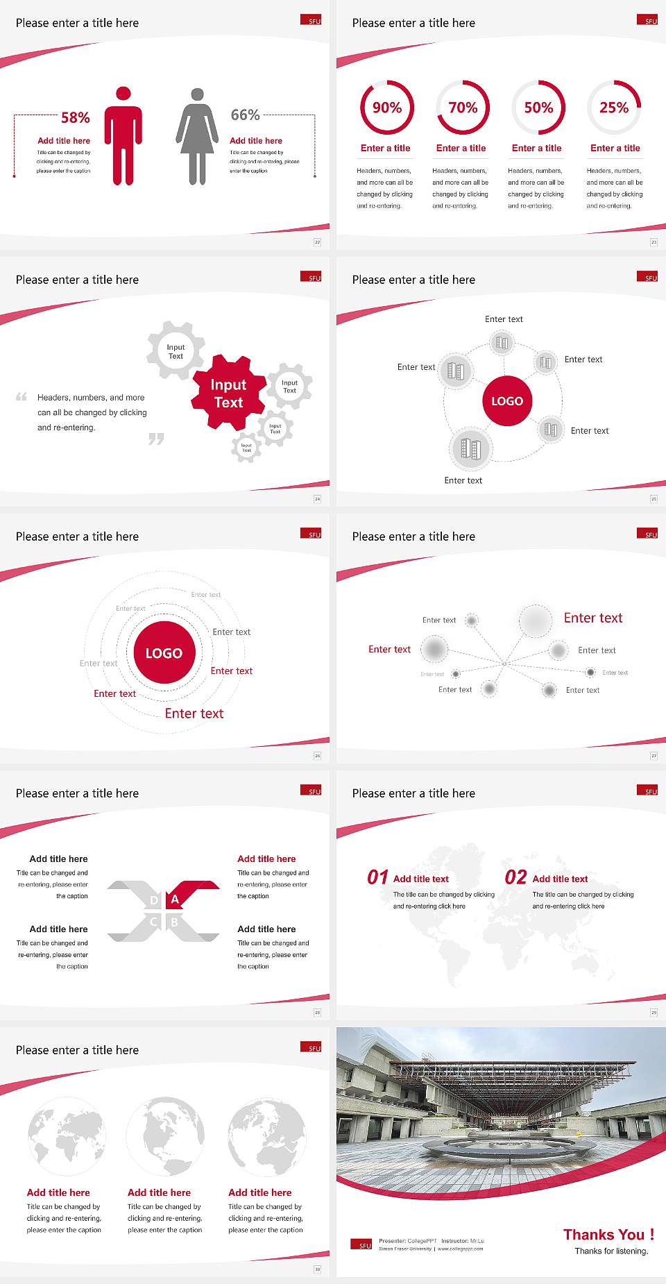 Simon Fraser University Course/Courseware Creation PPT Template4:3 ratio PPT effect preview image4