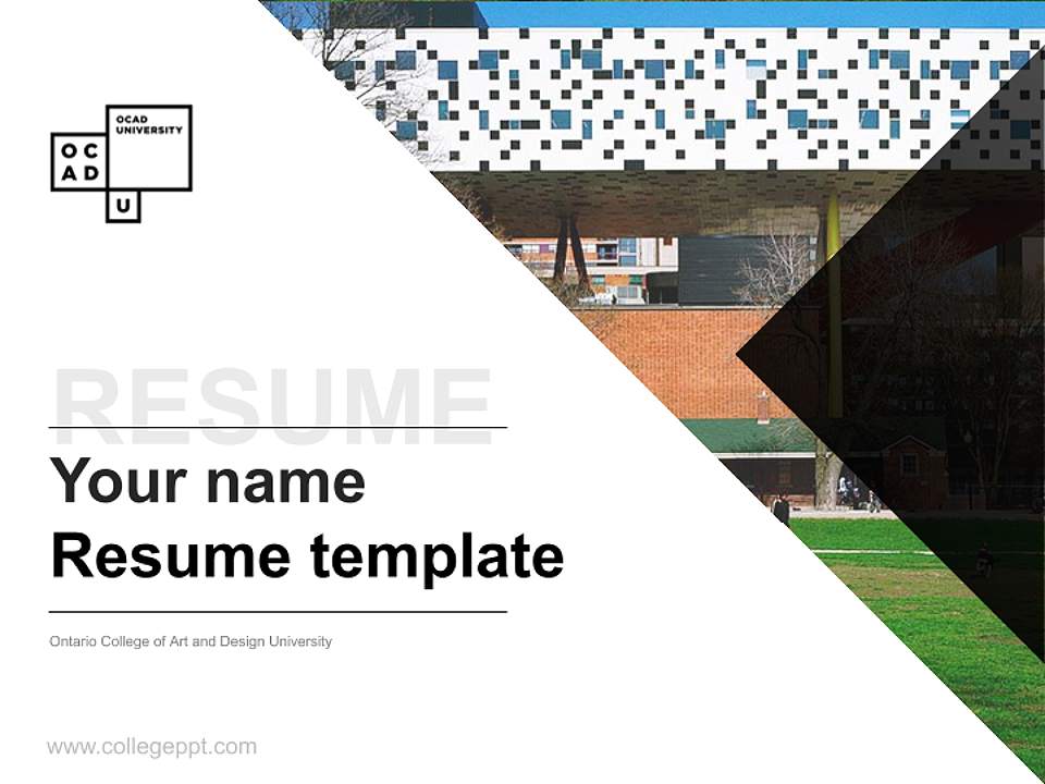 Ontario College of Art and Design University Resume PPT Template4:3 ratio PPT effect preview image5