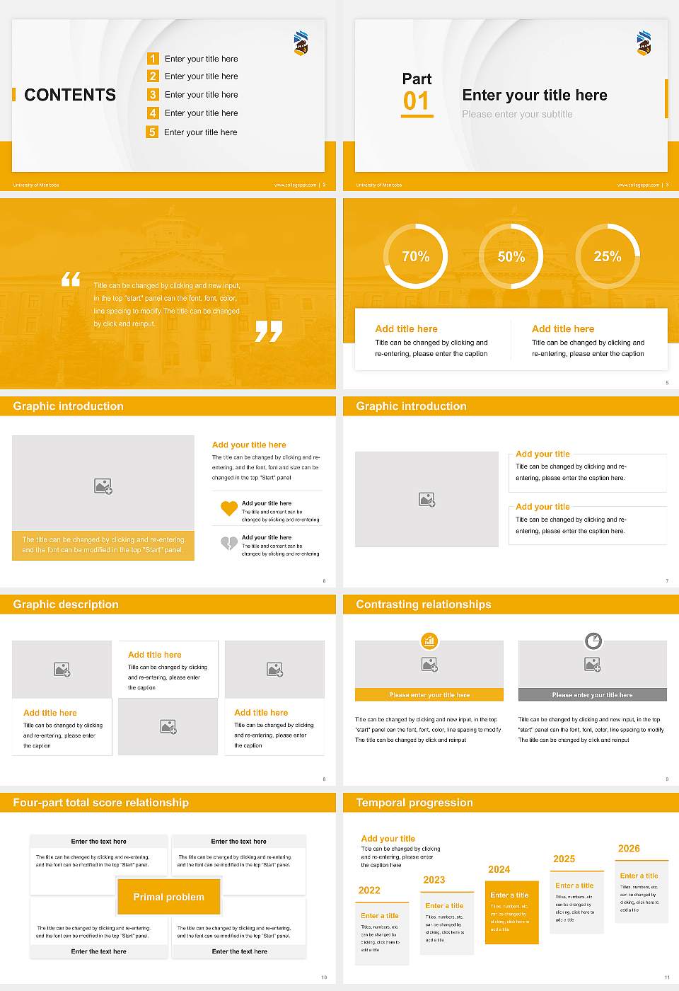University of Manitoba Thesis Proposal/Graduation Defense PPT Template16:9 ratio PPT effect preview image2