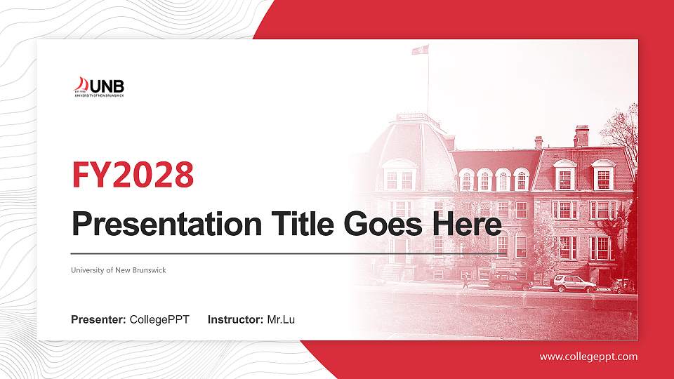 University of New Brunswick Academic Presentation/Research Findings Report PPT Template16:9 ratio PPT effect preview image