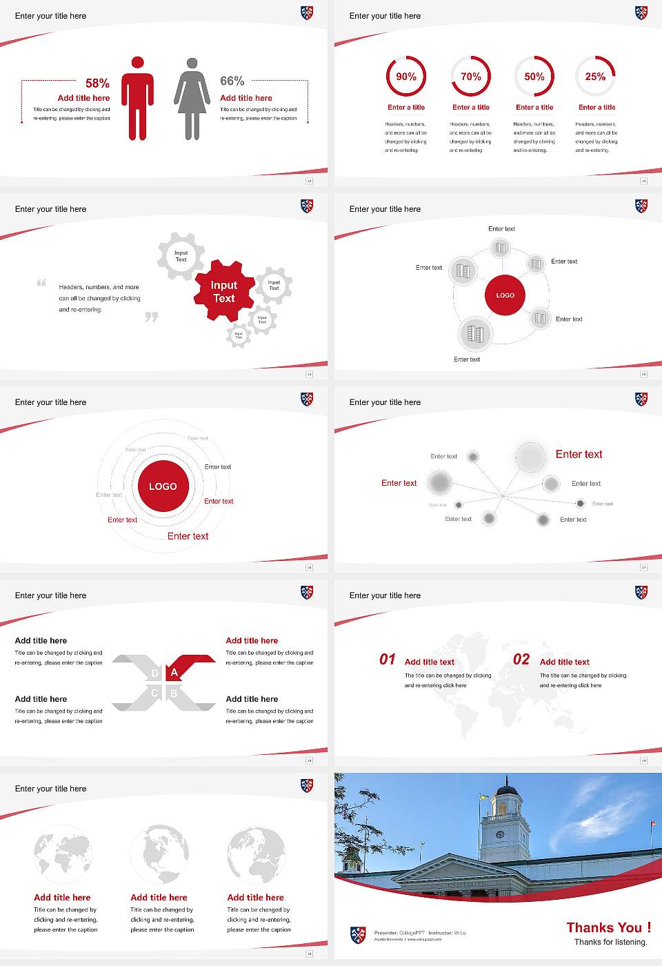 Acadia University Course/Courseware Creation PPT Template16:9 ratio PPT effect preview image4