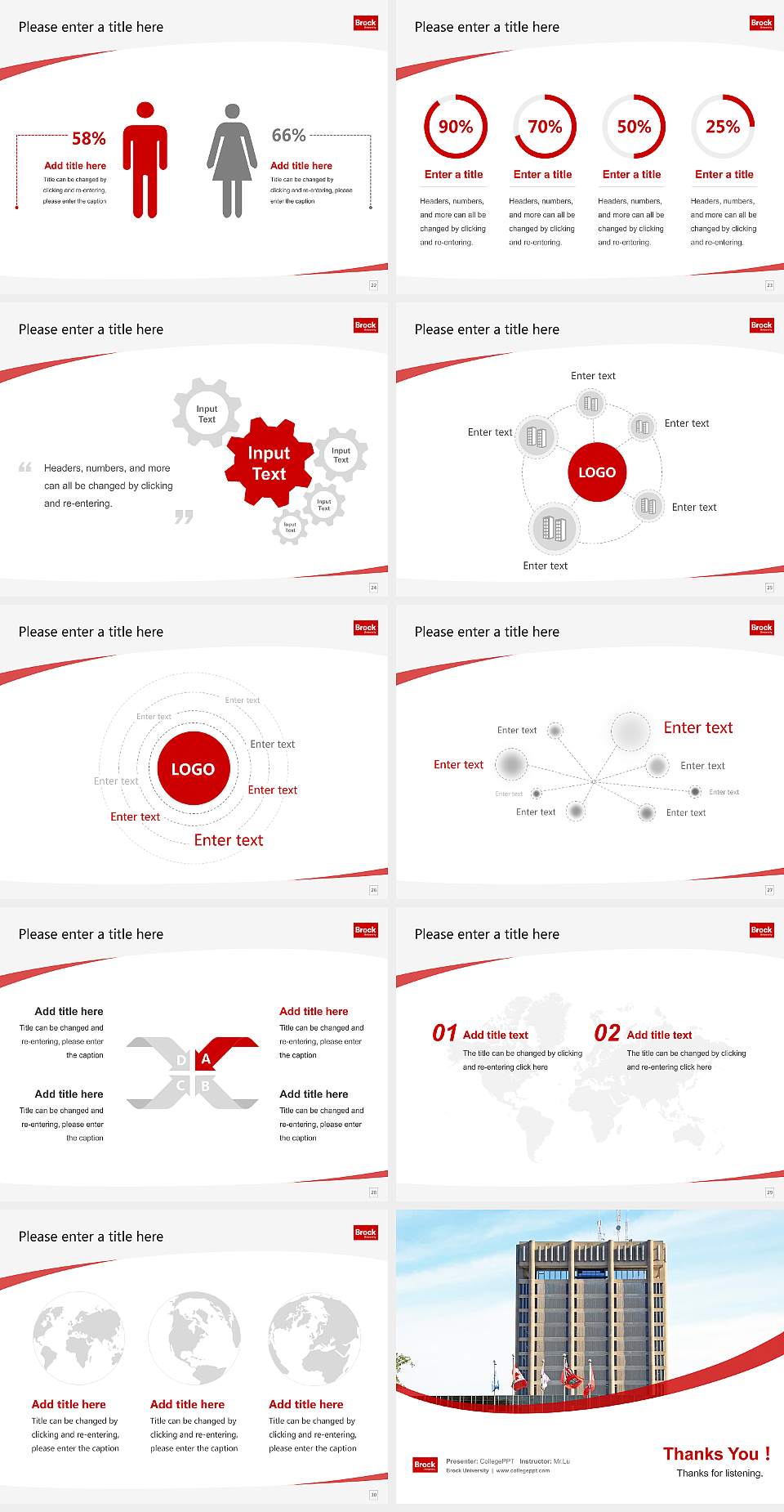 Brock University Course/Courseware Creation PPT Template4:3 ratio PPT effect preview image4