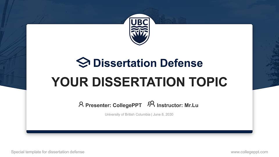 University of British Columbia Graduation Thesis Defense PPT Template16:9 ratio PPT effect preview image
