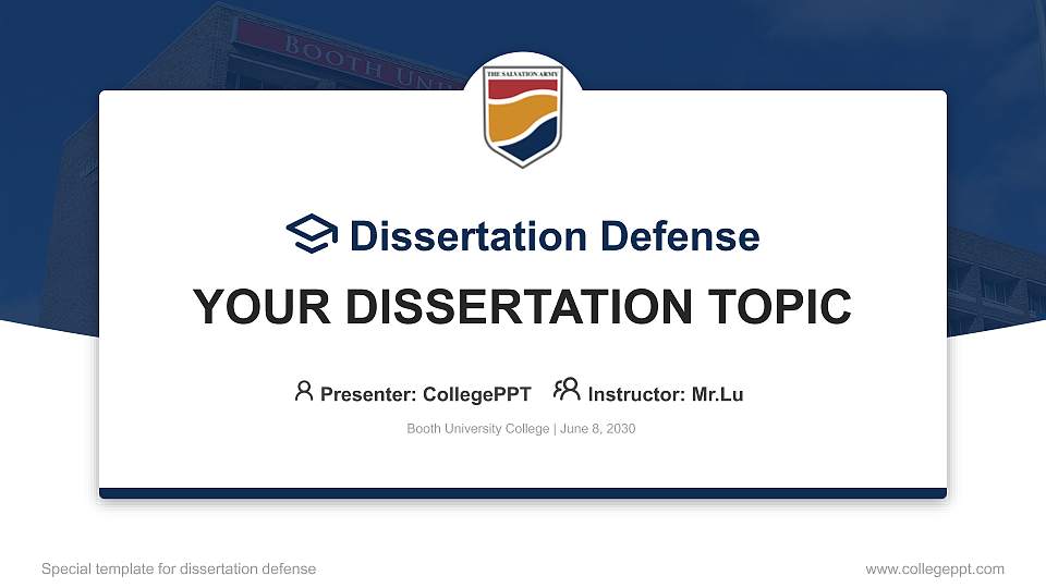 Booth University College Graduation Thesis Defense PPT Template16:9 ratio PPT effect preview image