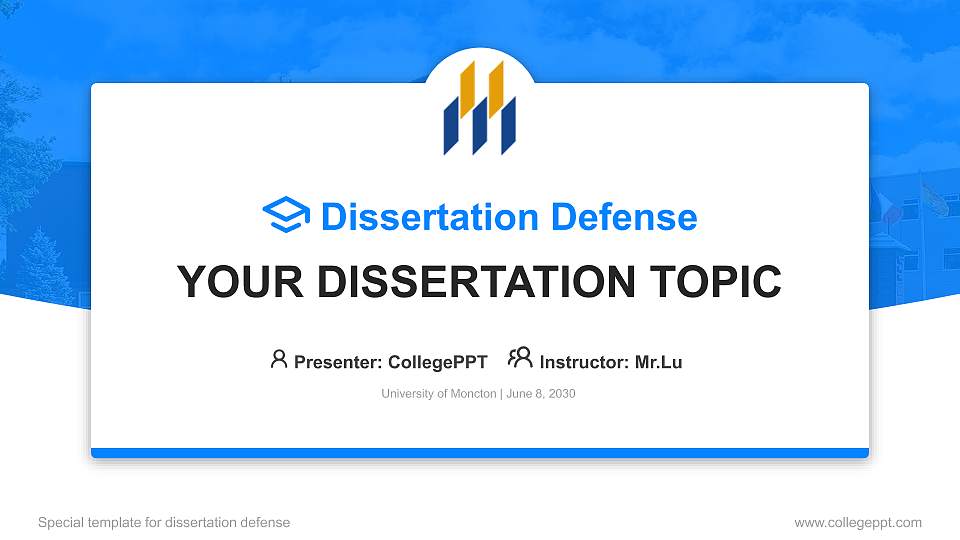 University of Moncton Graduation Thesis Defense PPT Template16:9 ratio PPT effect preview image