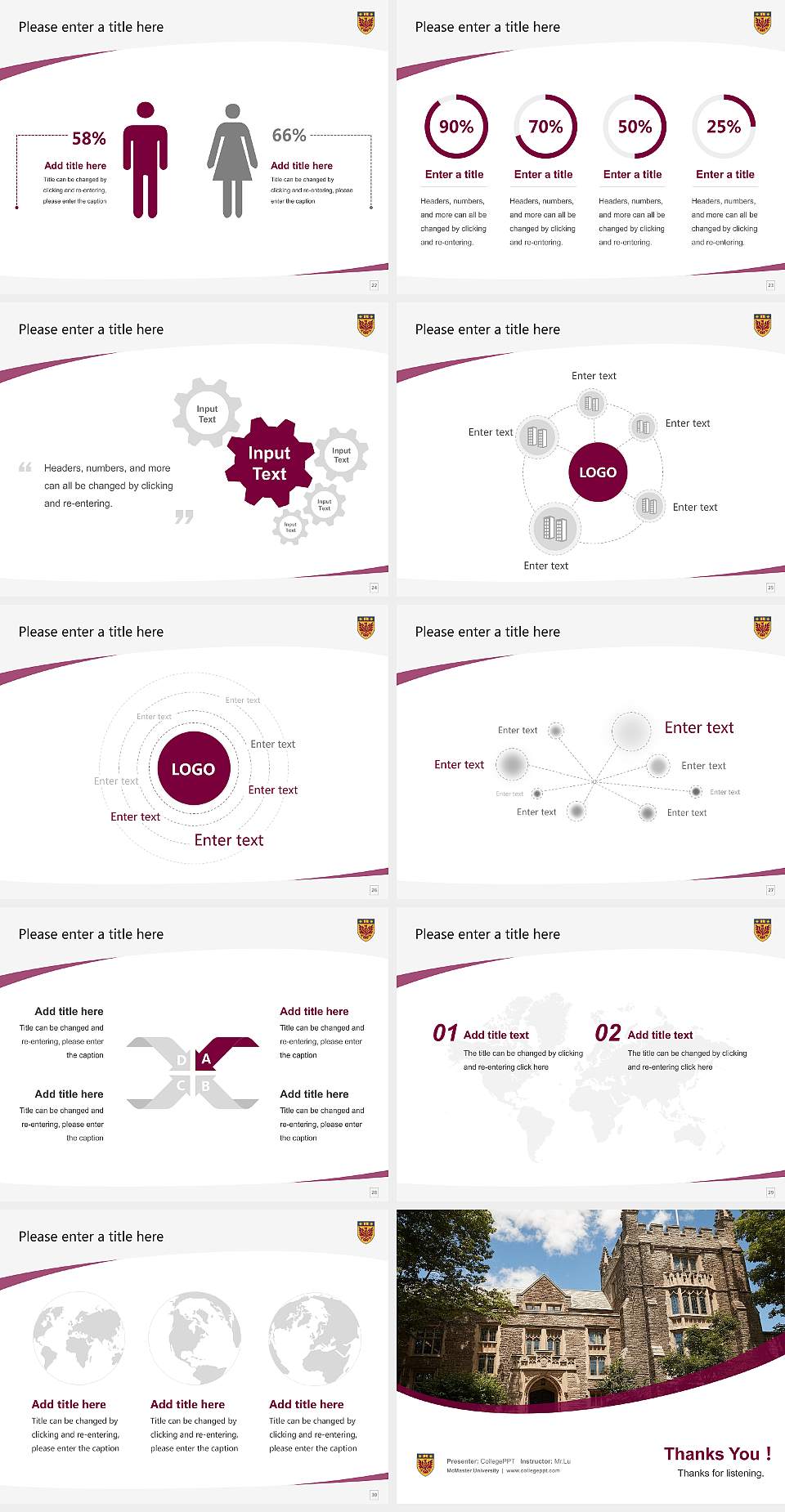McMaster University Course/Courseware Creation PPT Template4:3 ratio PPT effect preview image4