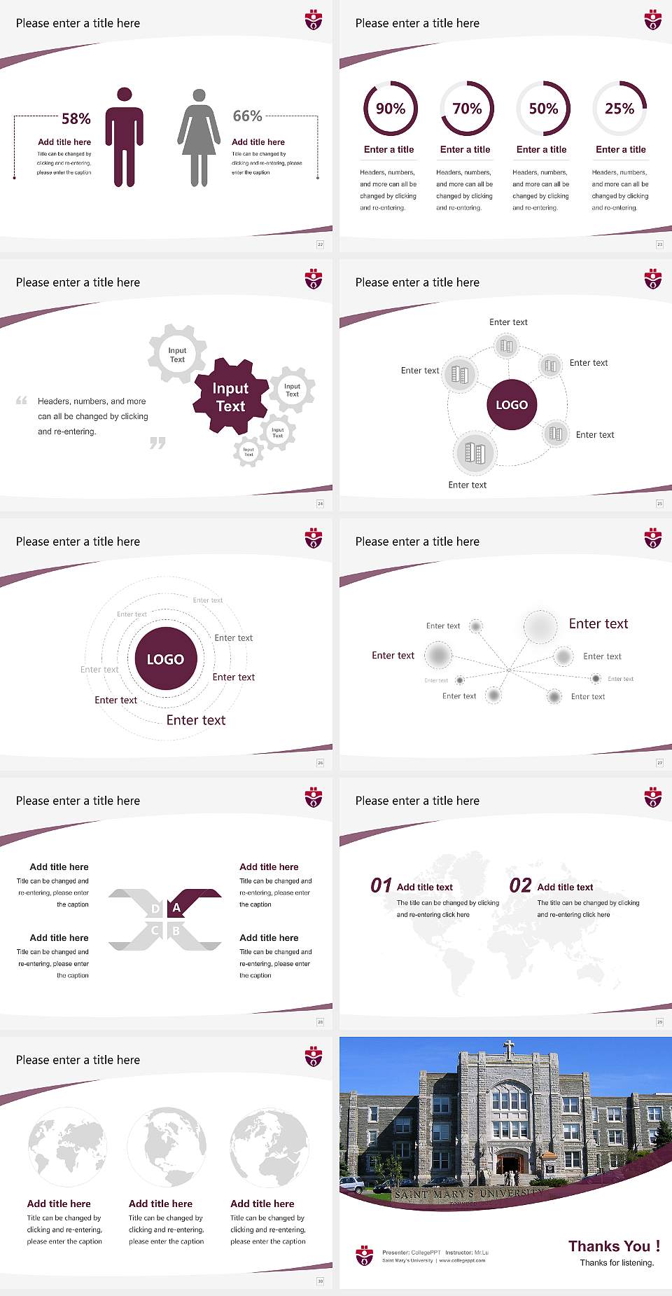 Saint Mary’s University Course/Courseware Creation PPT Template4:3 ratio PPT effect preview image4