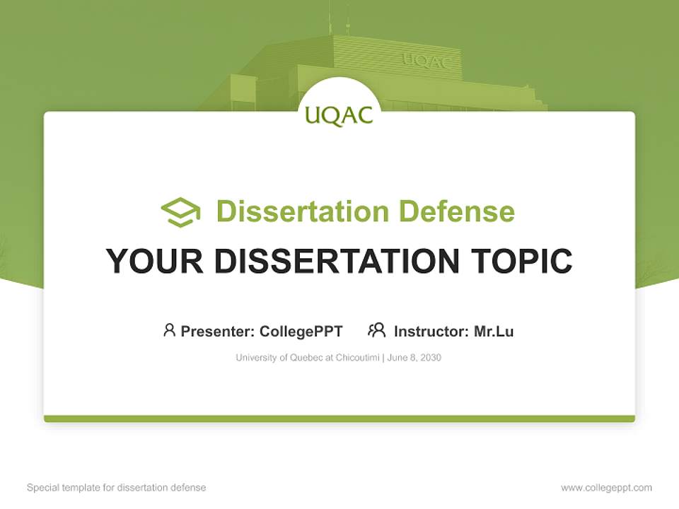 University of Quebec at Chicoutimi Graduation Thesis Defense PPT Template4:3 ratio PPT effect preview image7