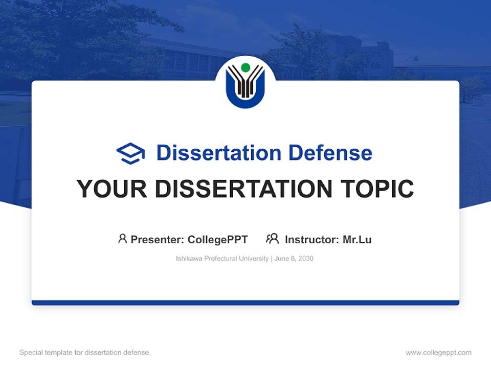 Ishikawa Prefectural University Graduation Thesis Defense PPT Template4:3 ratio PPT effect preview image7