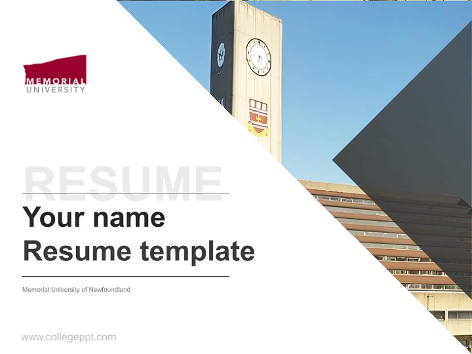Memorial University of Newfoundland Resume PPT Template4:3 ratio PPT effect preview image5