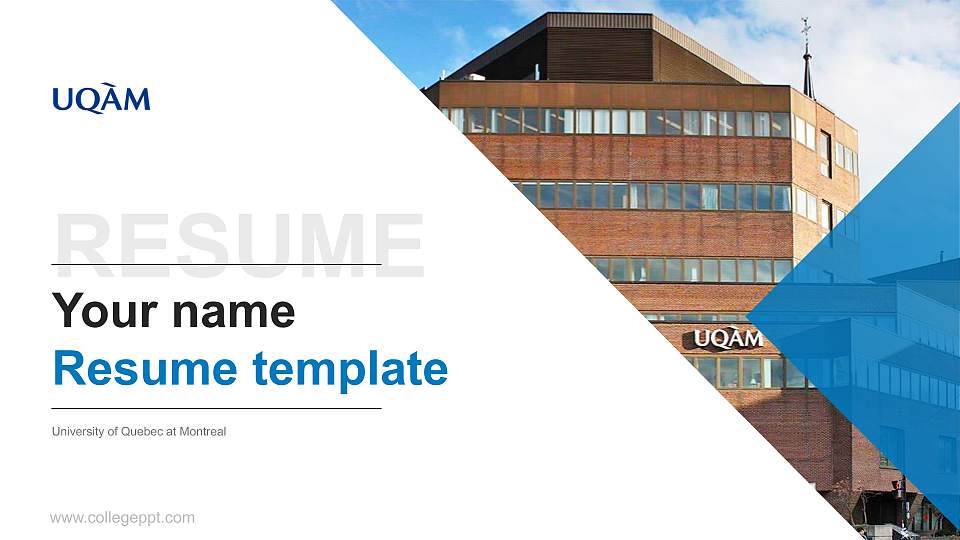 University of Quebec at Montreal Resume PPT Template16:9 ratio PPT effect preview image