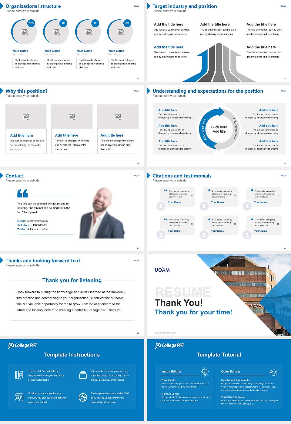 University of Quebec at Montreal Resume PPT Template16:9 ratio PPT effect preview image4