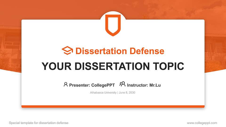 Athabasca University Graduation Thesis Defense PPT Template16:9 ratio PPT effect preview image