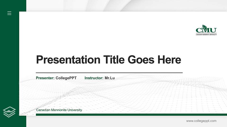 Canadian Mennonite University Thesis Proposal/Graduation Defense PPT Template16:9 ratio PPT effect preview image