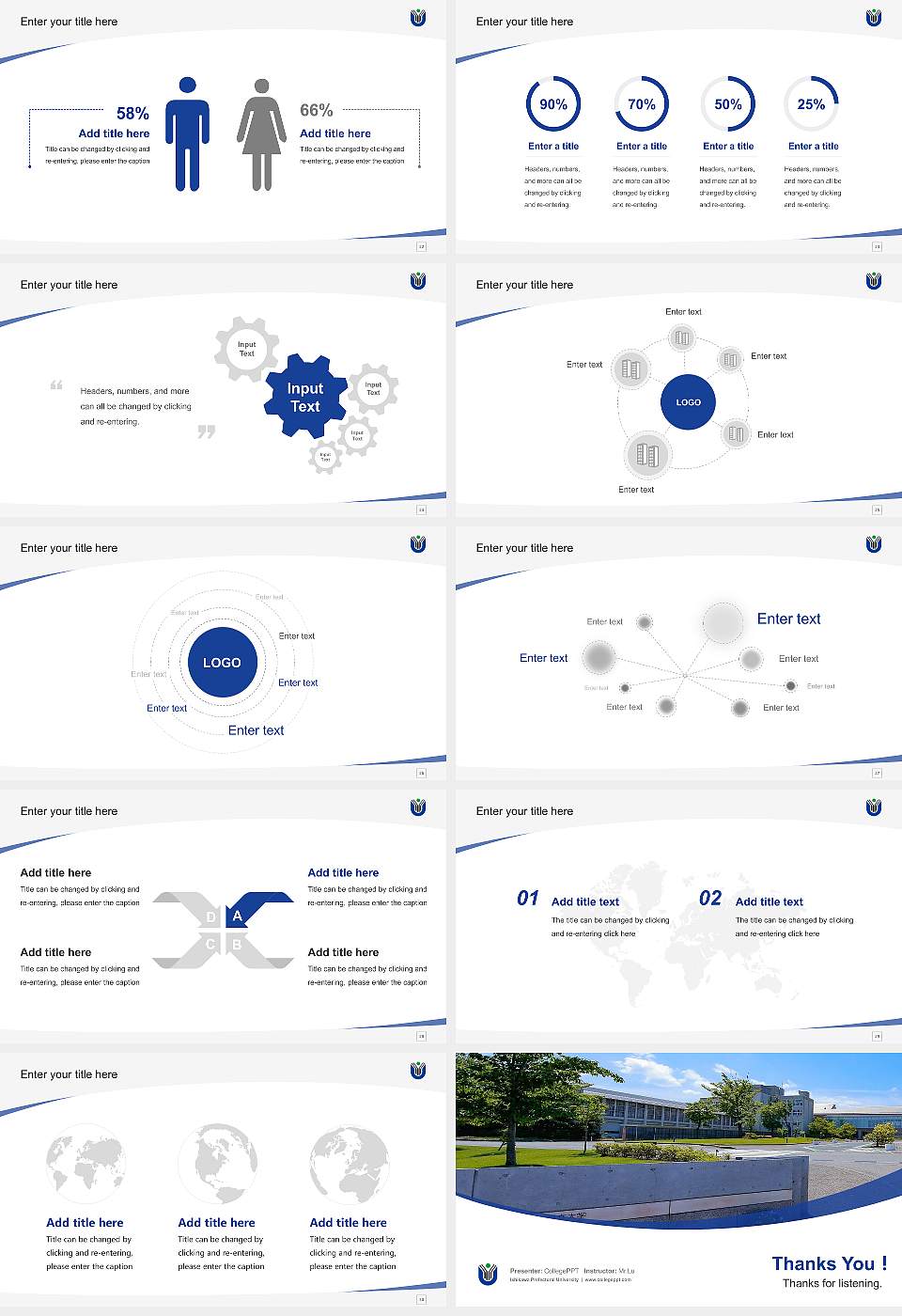 Ishikawa Prefectural University Course/Courseware Creation PPT Template16:9 ratio PPT effect preview image4