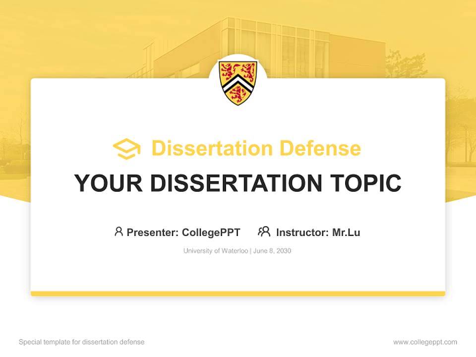 University of Waterloo Graduation Thesis Defense PPT Template4:3 ratio PPT effect preview image7