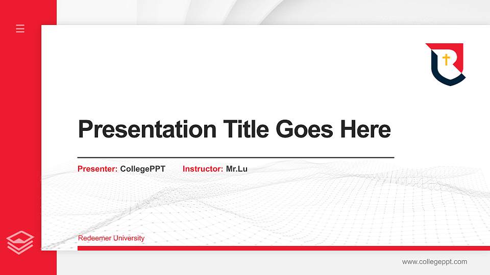 Redeemer University Thesis Proposal/Graduation Defense PPT Template16:9 ratio PPT effect preview image