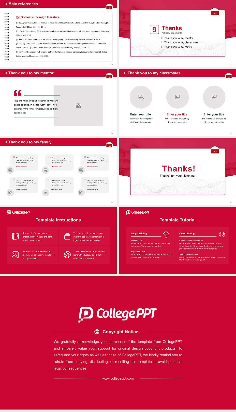 Simon Fraser University Graduation Thesis Defense PPT Template16:9 ratio PPT effect preview image7