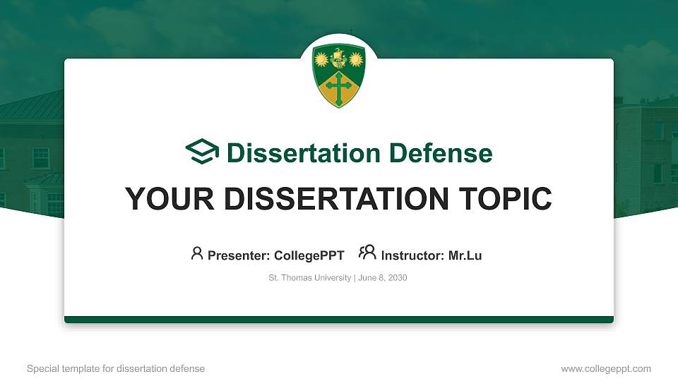 St. Thomas University Graduation Thesis Defense PPT Template16:9 ratio PPT effect preview image