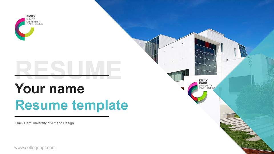 Emily Carr University of Art and Design Resume PPT Template16:9 ratio PPT effect preview image