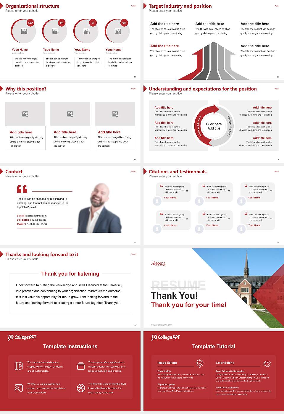 Algoma University Resume PPT Template16:9 ratio PPT effect preview image4
