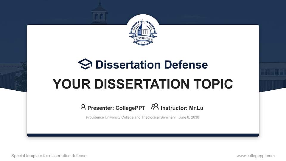 Providence University College and Theological Seminary Graduation Thesis Defense PPT Template16:9 ratio PPT effect preview image