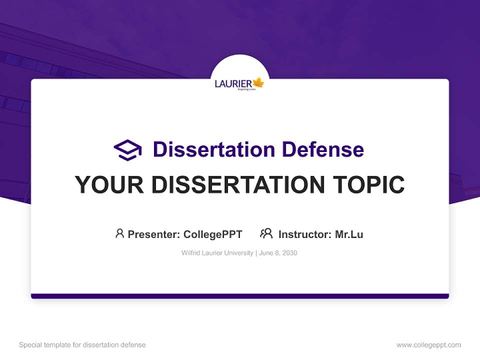 Wilfrid Laurier University Graduation Thesis Defense PPT Template4:3 ratio PPT effect preview image7