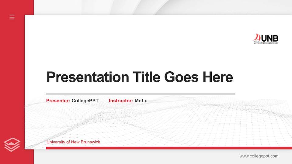 University of New Brunswick Thesis Proposal/Graduation Defense PPT Template16:9 ratio PPT effect preview image