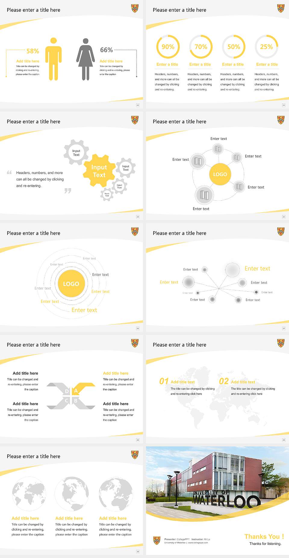 University of Waterloo Course/Courseware Creation PPT Template4:3 ratio PPT effect preview image4