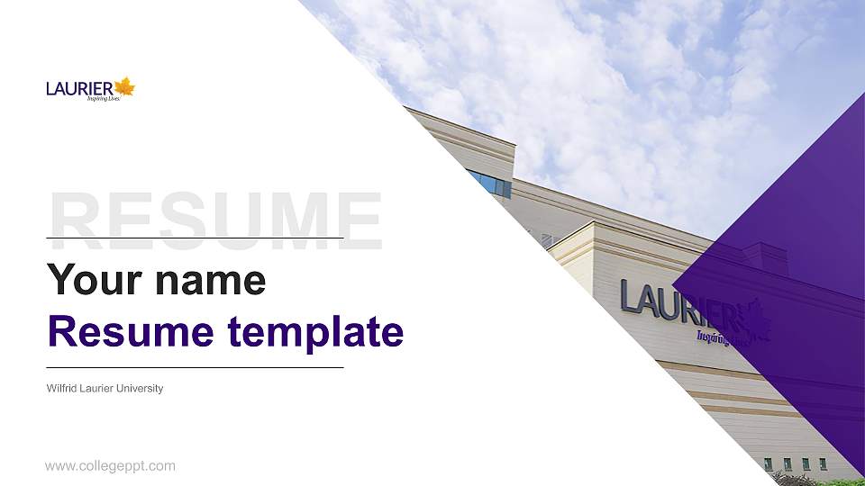 Wilfrid Laurier University Resume PPT Template16:9 ratio PPT effect preview image